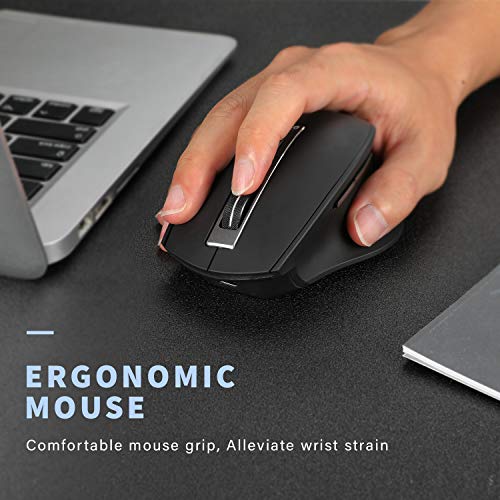 Bluetooth Mouse, Wireless Mouse Rechargeable With Ergonomic Design, Portable Computer Mouse, Multi Device Silent Mouse For Laptop, Macbook, Black #TOP6