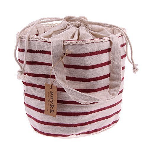 Snykk Bag - ISO Drink Bag - Keep Warm Bag - Stripes Red Striped - Organic Vegan - Linen
