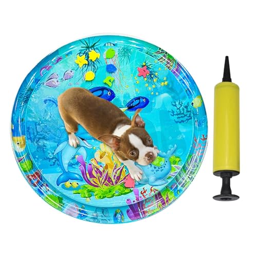 Cat Water Mat,猫用プレイマット 水入り - ポンプ付きインフレータブルPVC厚手冷却マット 室内飼い猫用,漏れ防止 犬や動物にも対応