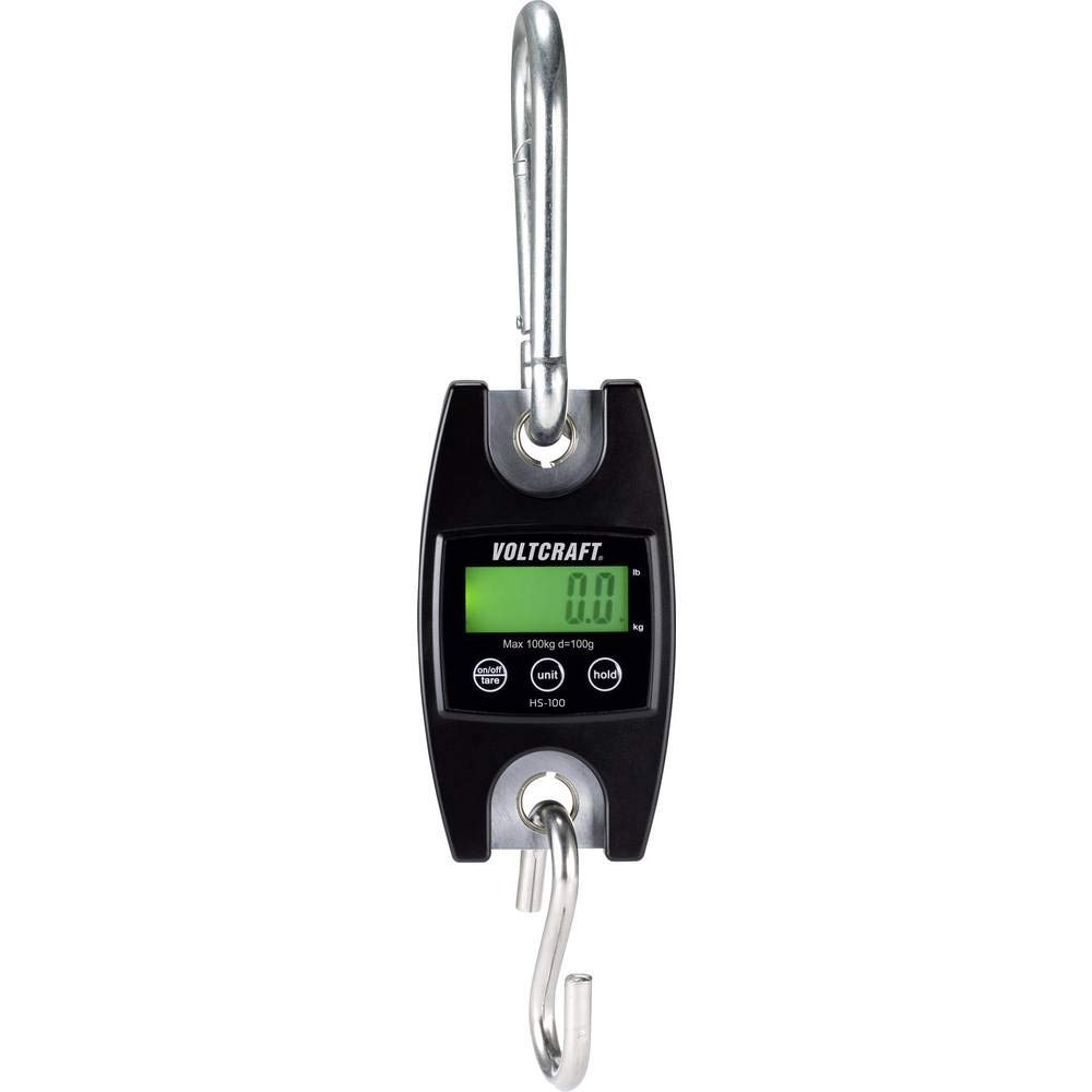 VOLTCRAFT HS-100 Hängewaage HS-100 Wägebereich (max.) 100 kg Ablesbarkeit 100 g batteriebetrieben Schwarz