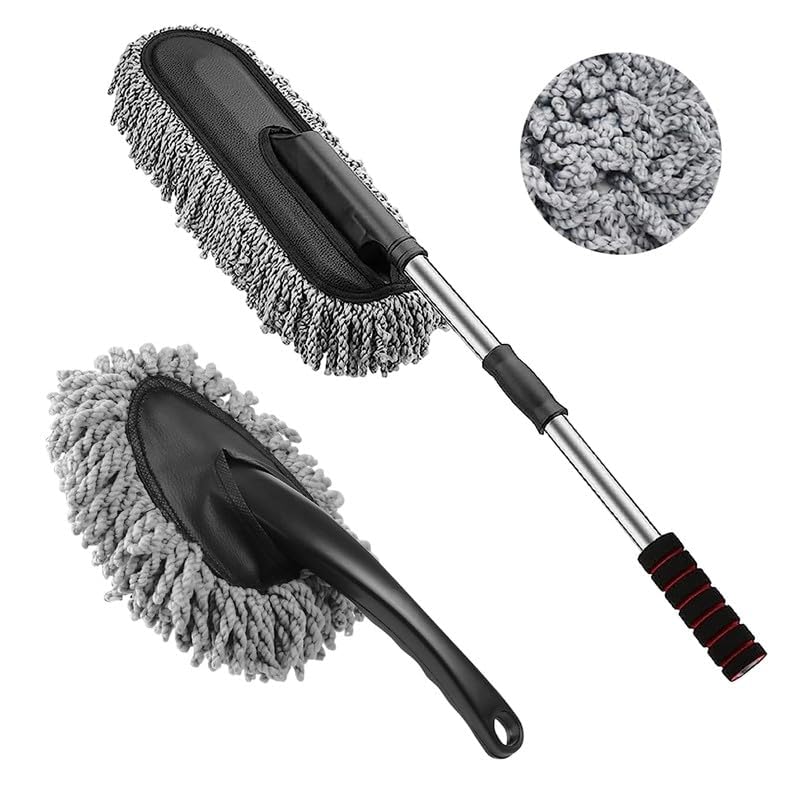 Image of 2 PCS Soft Microfiber Car Cleaning Duster with Handle Car Cleaning Brush Mini Car Duster, Exterior Dust Remover Car Window Cleaning Dusting Brushes Car Accessories (XXX-Small 2 Pack)