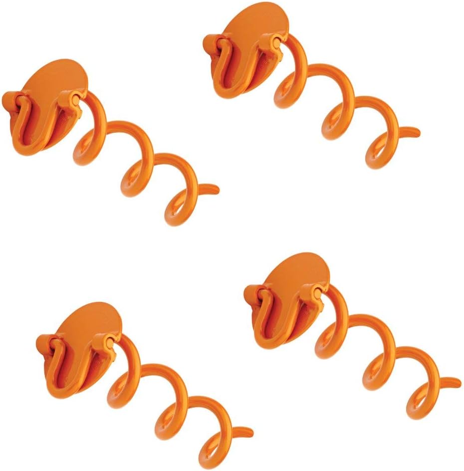 Vortex (4-Pack) 8" Spiral Ground Anchors, Steel Screw In with Folding Ring, 125 lb Pull Force, Orange ANCHFR8-ORG-R