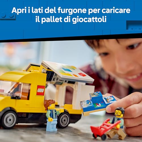 City Furgone Giocattolo - Veicolo da Costruire - Modello di Camion per Consegne con 2 Minifigure, Carrello e Accessori - Idea Regalo di Compleanno per Bambini da 6 Anni in su - 60500 - Lego - Immagine 2