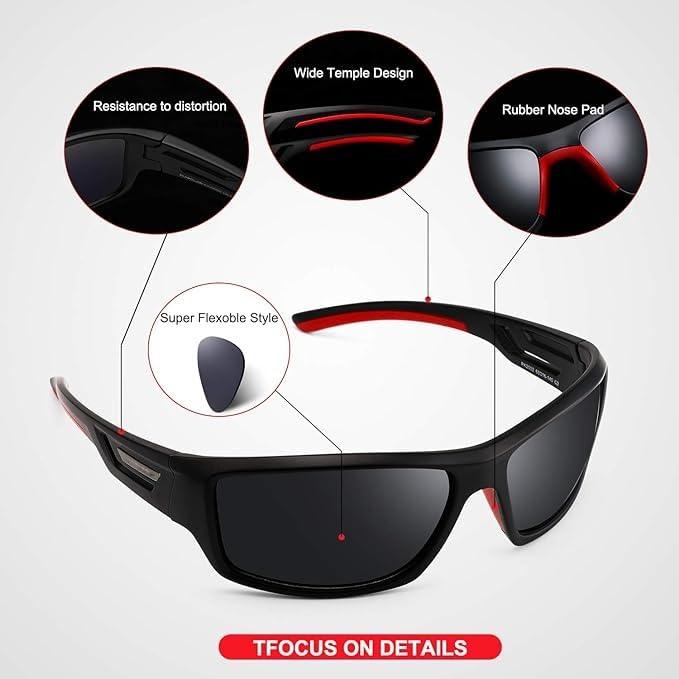 Image of PUKCLAR Sports Polarized Sunglasses for Men Women Driving Sunglasses Cycling Running Fishing Goggles Unbreakable Frame