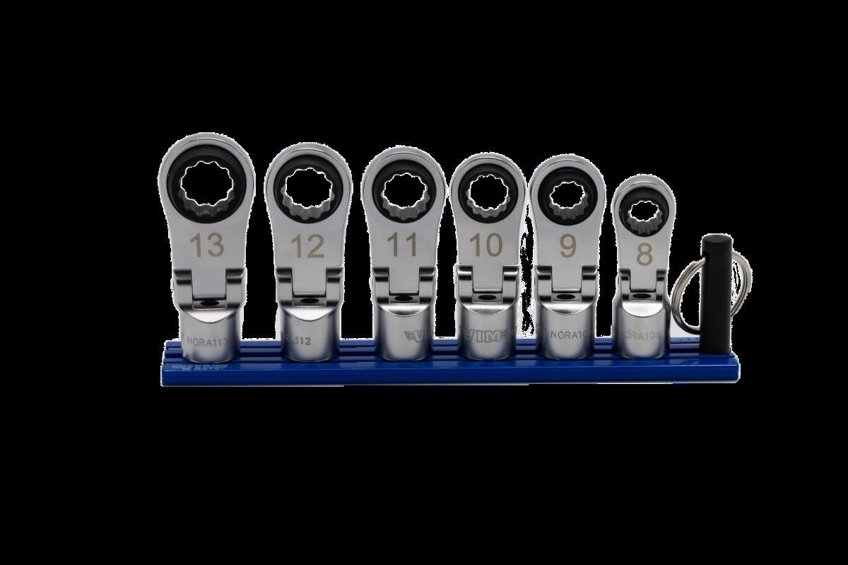 6 PC. 12PT Nano Flex Offset RATCHETING Attachment Set - 3/8" Drive (8-13MM)