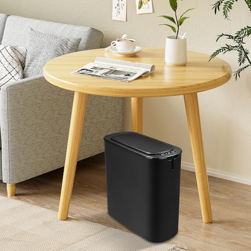 Image of 2 Pack Automatic Bathroom Trash Can 2.6 Gal & 6.1 Gal,Touchless Electric Garbage Can with Lid,Motion Sensor Smart Plastic Wastebasket,Slim Waterproof Trash Bin for Bedroom Office Kitchen (Black)
