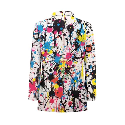 GLUDEAR Men's Suit Blazer Jackets Splash Oil Paint Graffiti Print Slim Fit One Button Coats Blazers4
