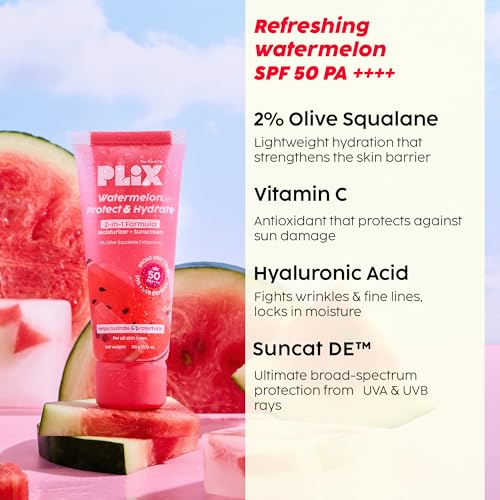 Image of PLIX- THE PLANT FIX Pomegranate Youth Renewal Juicy Face Wash Cleanser + Pomegranate Youth Renewal Dewy Serum + Watermelon Dual Sunscreen Moisturizer | Retinol | SPF 50 PA++++ | Youthful Glow