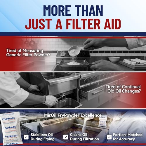 MirOil P100 Fry Powder Oil Stabilizer and Filter Aid, 90 x Size C Portion Pack(160ML Each) Fry Powder, Food Centers Cook Hotter, Deep Fryer Cooking Oil Saver Helps Save Grease & Remove Carbon Deposits by MirOil - Image 9