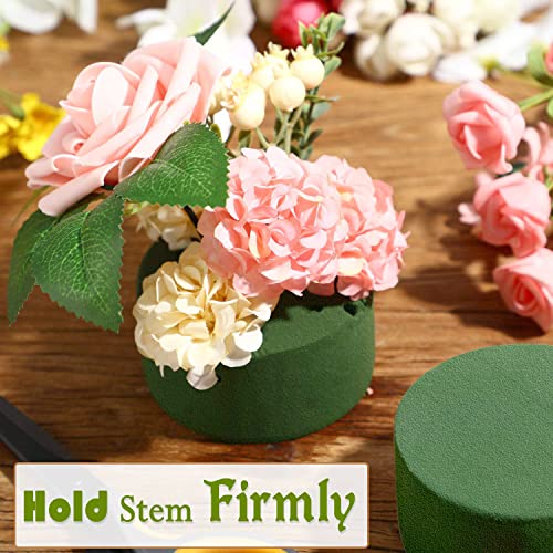 4 Pcs Floral Foam Round Artificial Flower Foam Blocks For Flower Arrangements 3.2”X1.6" Dry And Wet Green Plant Foam Florist Foam For Fresh Flowers #TOP4