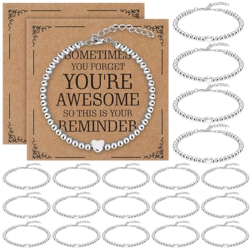 20 Pcs Inspirational Gifts for Women Bracelet Bulk Housekeeping Appreciation Gifts Charm Bracelets Employee Motivational Bracelets for Coworkers Housekeepers(Sometimes You Forget You're Awesome)
