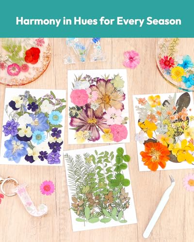 Image of Resiners 100Pcs Dried Flowers, Pressed Flowers for Craft(Retro Style)