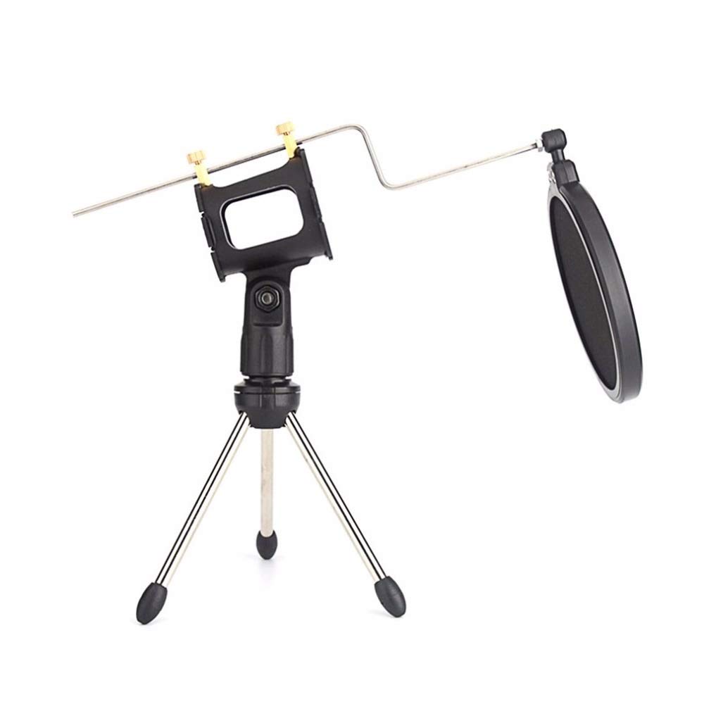 Supporto per treppiede per microfono pieghevole Staffa per microfono da tavolo con supporto antiurto Clip per microfono e supporto per microfono Supporto antiurto
