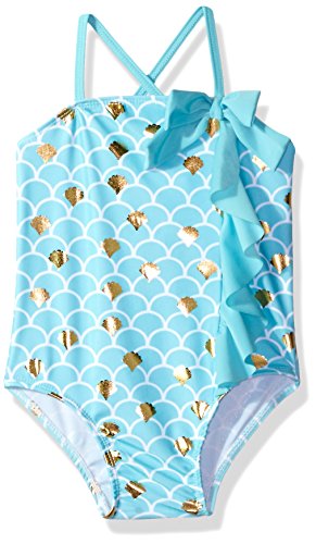 Image of Little Girls Solo Swim -Toddler - Seashell Delight One Piece Swimsuit, Teal, 2T