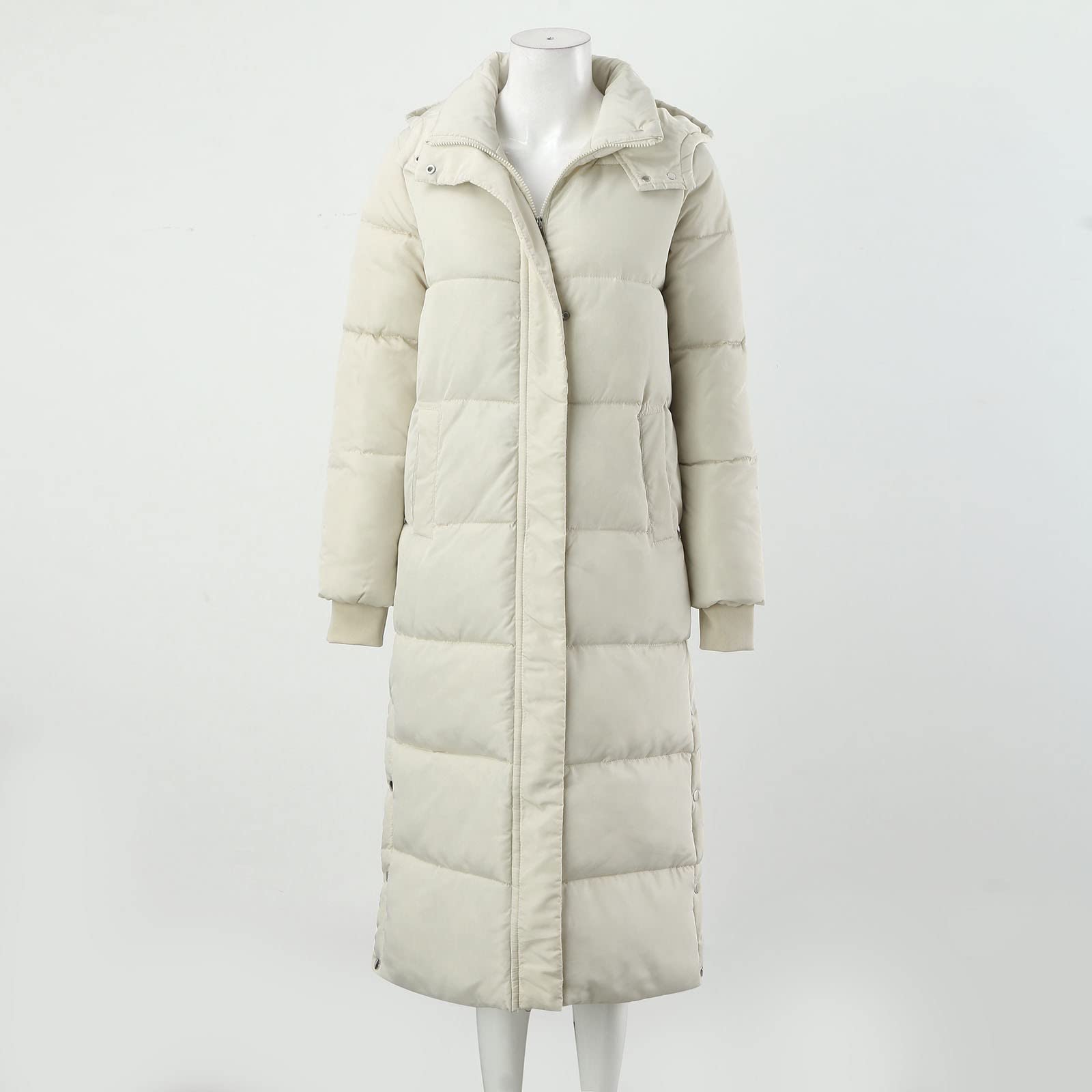 Chaqueta acolchada ligera para mujer con capucha, chaqueta de plumas para mujer, cómoda chaqueta de invierno, abrigo largo de plumón con cremallera, abrigo de invierno con bolsillos, chaqueta