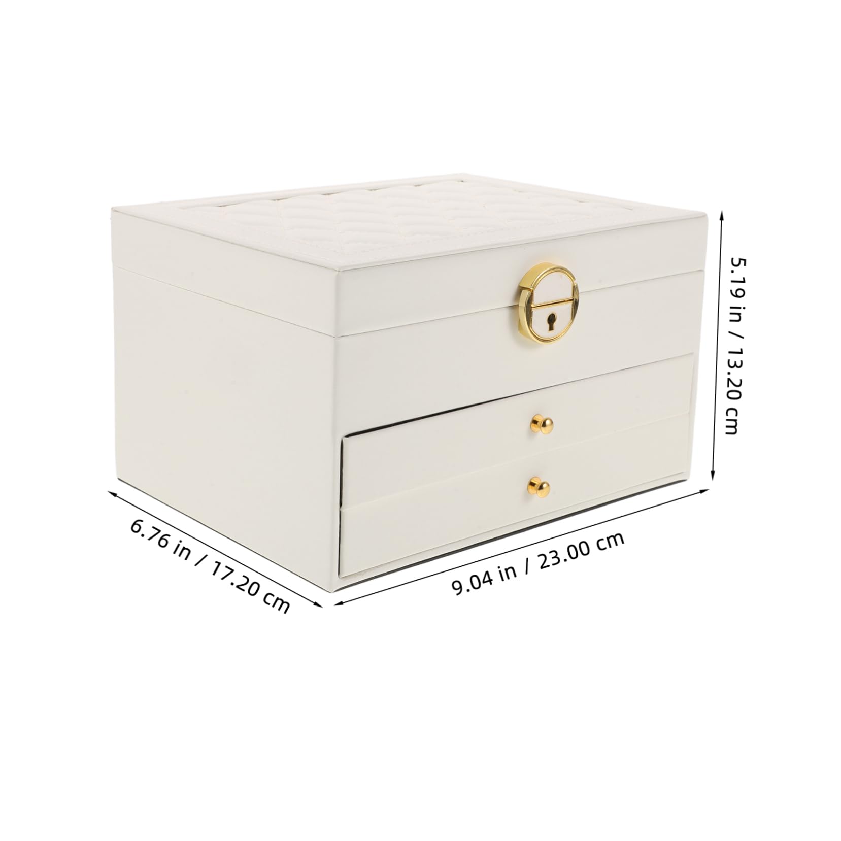 Boîte à Bijoux 3 Niveaux en Similicuir Blanc avec Verrou, Grand Coffret