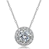 Sterling Silver Choice of Birthstone Gemstone Round Halo Necklace
