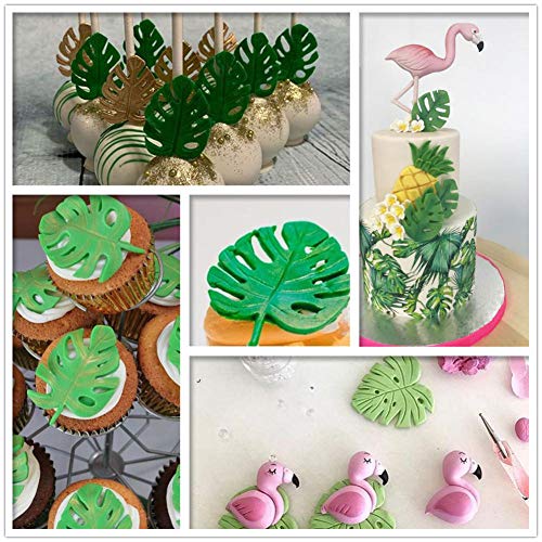 LEBERY Tropical Palm Leaves Silicone Mold Cactus Fondant Mold for Hawaii Aloha Theme Party Birthday Baby Shower Cake Border Decoration, Cupcake Topper, Sugarcraft, Polymer Clay, Epoxy Resin, Gum Paste