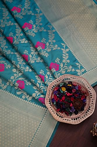 Image of DEVANGI Women's Woven Jacquard Banarasi Silk Printed Dupatta /Chunni with Meena Work, Width 1 Meter, Length 2.5 Meter