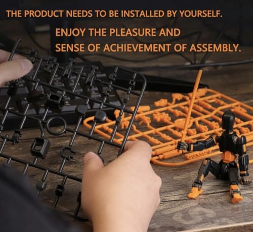 Image of (Do it Yourself) Action Figure Toys,DIY Assembly Dummy 13 Action Figures,Articulated Joints Robot,Gift Idea for Teens & Adults for 14+ (Black Orange, Black Orange)