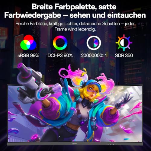 KOORUI 34 Zoll Curved Ultrawide Gaming Monitor 21:9 WQHD 240Hz für 1500R VA-Panel,HDR400,1ms Adaptive Sync… – Ansicht 4
