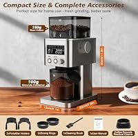 Homtone Edelstahl Kaffeemühle Elektrisch für Siebträger, Coffee Grinder mit LCD-Bildschirm, 31 präzise Mahlstufen Kegelmahlwerk für Espresso/Filterkaffee/Aufbrühkaffee/French Press – Ansicht 2
