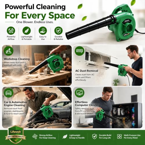 Image of 600W Air Blower for Dust Cleaner for Home | 15000 RPM High-Speed Electric Air Blower with Copper Motor | Blower for Cleaning Home, Office, Car, Computer etc. | Portable Dust Cleaning Machine