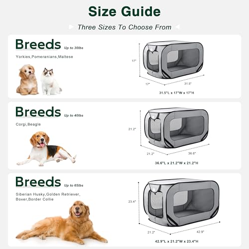 Love's cabin 36in Portable Large Dog Bed - Pop Up Dog Kennel, Indoor Outdoor Crate for Pets, Portable Car Seat Kennel, Cat Bed Collection, Grey - Image 5