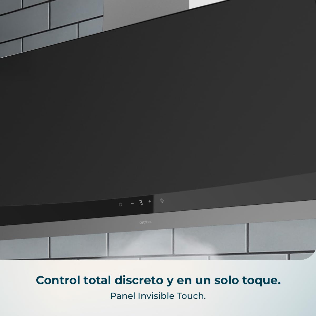 Cecotec Campana Extractora 60cm Decorativa Bolero Flux DT 604400 Matt Black A+++. Succión 416,5m³/h, 3 Velocidades, Bajo Consumo, Motor DC, Control de Movimiento y Táctil, Cristal Mate, Cuerpo Inox