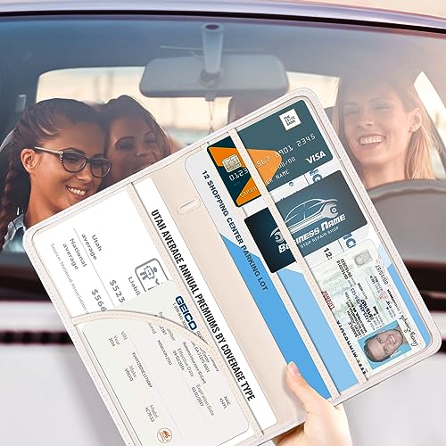 Image of CoBak Car Registration and Insurance Holder | Vehicle Glove Box Organizer, Auto Truck Compartment Document Case with Magnetic Closure for Insurance & Driver License