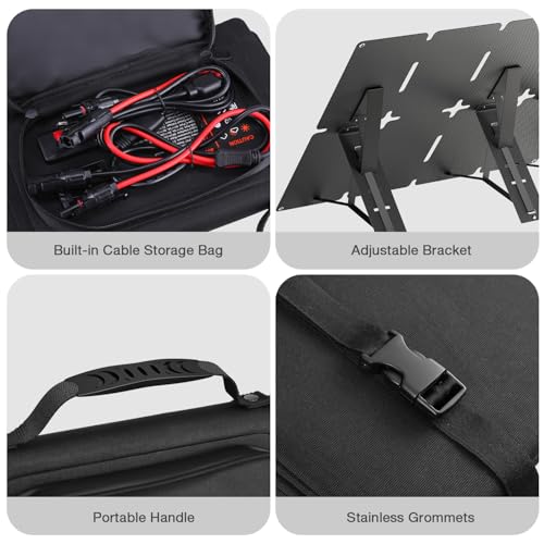 Image of GRECELL 80W Foldable Solar Panel, Portable Solar Charger with USB-A and USB-C QC3.0 (18W) IP67 Waterproof Outdoor Cell Phone Solar Charger for Power Banks Tablets Small Power Station