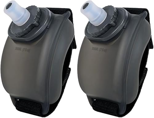【急上昇人気!】FLYGWIN 【2個セット】腕に巻く ウォーターボトル 200ml スポーツ給水 ハンディ水筒 漏れ防止 ウェアラブル 手首用 ランニング フィットネス サイクリング マラソン 水分補給ツール アウトドア ポータブル コンパクト リストボ