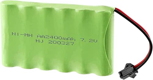 7.2V 2400mAh Ni-MH AA BaterÃa Recargable Pack con SM-2P 2Pin Enchufe y Cable Cargador USB para RC Camión Coches VehÃculos, Verde