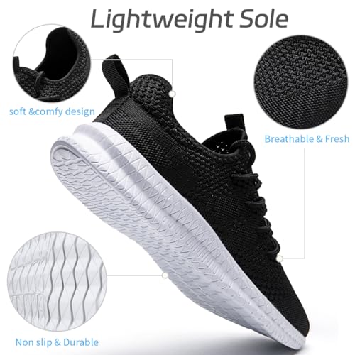 Image of Men Slip On Walking Shoes Tennis Gym Workout Sneakers Breathable Lightweight Non-Slip and Comfortable for All-Day Wear Sports Work and Walking Black White Size US 10