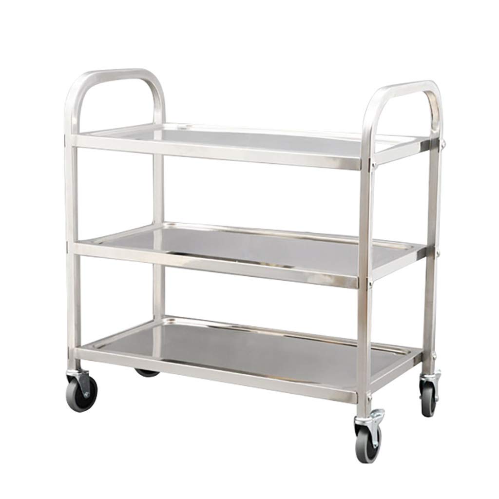 Carrello da tè a 3 ripiani in acciaio inox, versatile carrello per sala da pranzo per hotel e ristoranti, catering ed eventi, strumento per dessert incluso, mobili durevoli ed eleganti