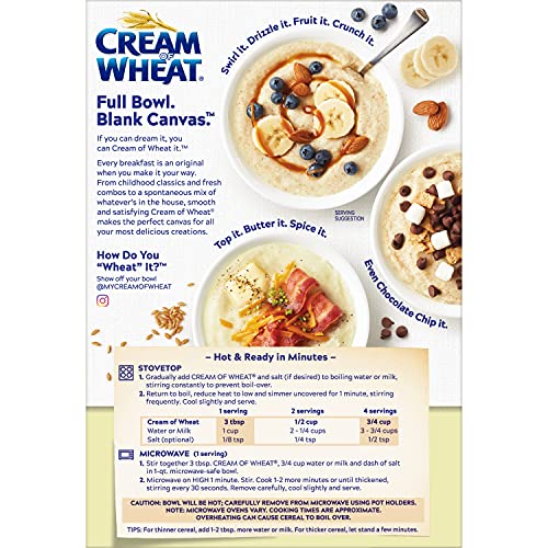 Image of Cream of Wheat Original Stove Top Hot Cereal, 1 Minute Cook Time, 28 Ounce (Pack of 12)