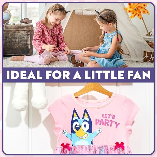Bluey Girls Dresses for Kids Cute Toddler Dress with Tulle Mesh Short Sleeved for Party Summer or as a Birthday Outfit2
