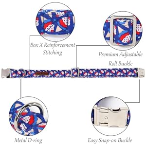 Lionet Paws Design Dogs Collar Cute Flower 4th of July Dog Collars for Girl Female Medium Large Dogs with Sundae L