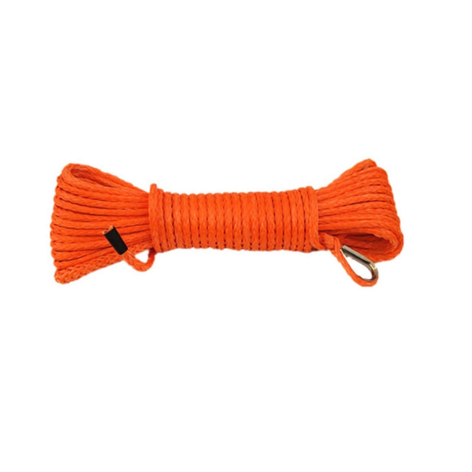 Winch Rope, 5MM*15M 4MM*15M ATV Winch Rope,Synthetic, Accessories,Boat Cable(Orange4mmx15m)