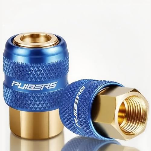 PUIBERS 2PCS Locking Air Chuck 1/4 FNPT Brass Closed Flow Tire Chuck Quick Connect Tire Inflator Nozzle for Air Compressors Lock On Air Chucks Max Pressure 150 PSI