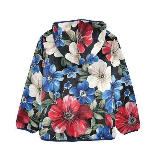 Watercolor Floral Girls Fleece Jacket Girls Fall Jacket Girls Zip Up Hoodie Girls Sherpa Jacket 2-10T2