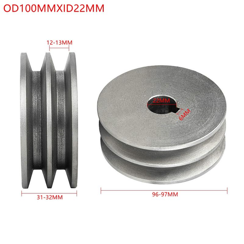 Puleggia a doppia scanalatura in ghisa, puleggia per cinghie trapezoidali, diametri 60 mm, 70 mm, 80 mm, 100 mm, 110 mm, 120 mm, tipo A, accessori per utensili elettrici (1, OD100MMXID22MM)