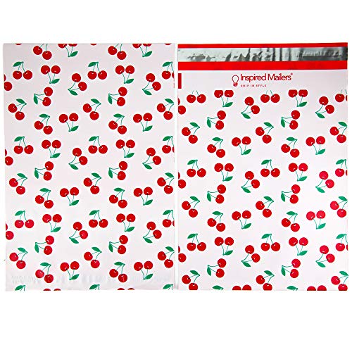 Image of Inspired Mailers - Poly Mailers Variety Pack of 30 (10 each: 6x9, 10x13, 14.5x19 Sizes) - Cherries - Shipping Envelopes