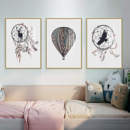 Pintura en lienzo premium de plumas y globos con impresión de alta definición