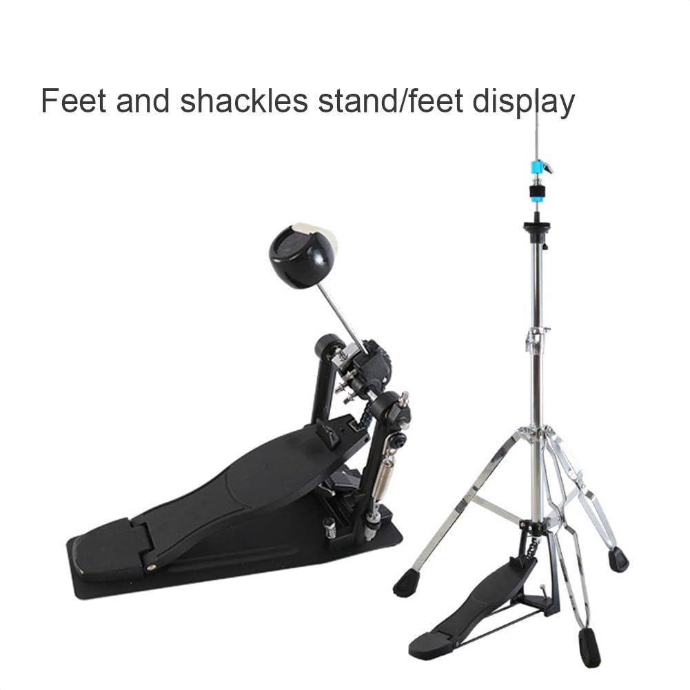 5-teiliges komplettes Schlagzeug-Set in voller Größe, komplettes Schlagzeug für Erwachsene mit Beckenständern, Hocker, Stöcken, professionellem Schlaginstrument(Black)