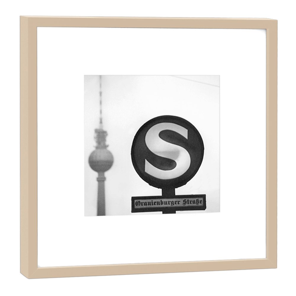 Cadre Photo S-Bahn Berlin 52x52 cm beige avec passe-partout de qualite galerie
