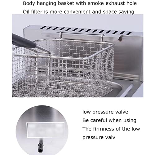 SHENGSHIYU Luftfritteuse Multifunktionale Gewerbliche Doppelzylinder-hähnchenfritteuse, Fritteuse, Gewürzfritteuse, Temperaturgesteuerte Luftfritteuse, 20 L,56.5×47.5×43CM – Bild 6