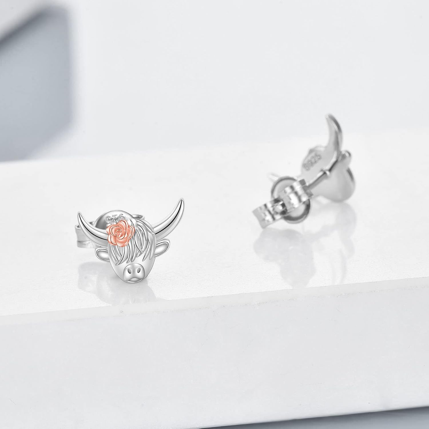 925 Sterling Silver Animal Studs Earrings Cute Red Panda/Highland Cow/Axolotl/Eagle/Zebra/Strawberry Cow/Manatee Studs Jewelry Birthday Gifts for Women - Image 4
