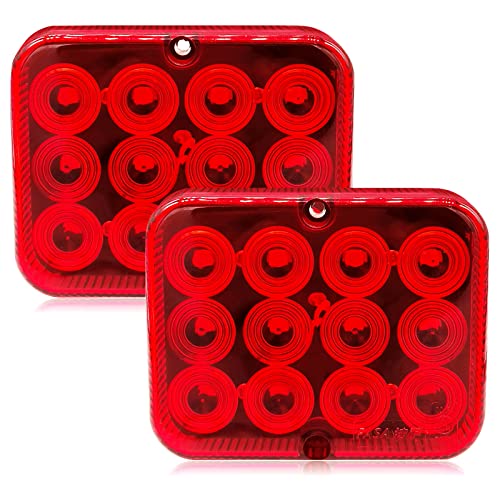 AOJO 2 PCS Feu antibrouillard arrière remorque rouge 12V LED éclairage de brouillard pour Tracteur Camion Caravane - Approuvé ECE E11