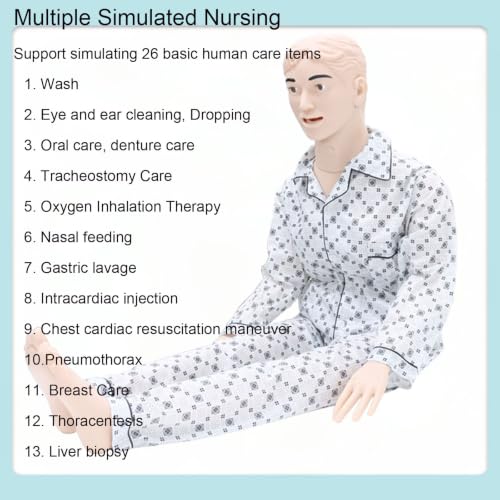 Image of INTBUYING Patient Care Nursing Manikin Female, 5.34Ft Life-Size Trauma Education Teaching Model Multi-Function Demonstration Manikin Model with 2 Muscle Module and Urinary Catheter for Teaching